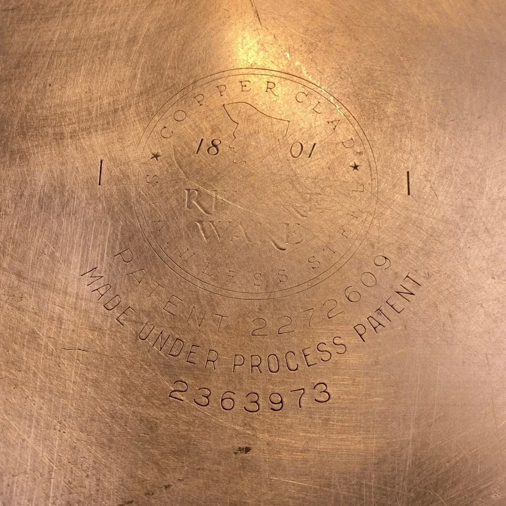 Vintage Revere Ware 1801 8 Inch Skillet Lid Copper Clad Double Ring USA Pre 1968